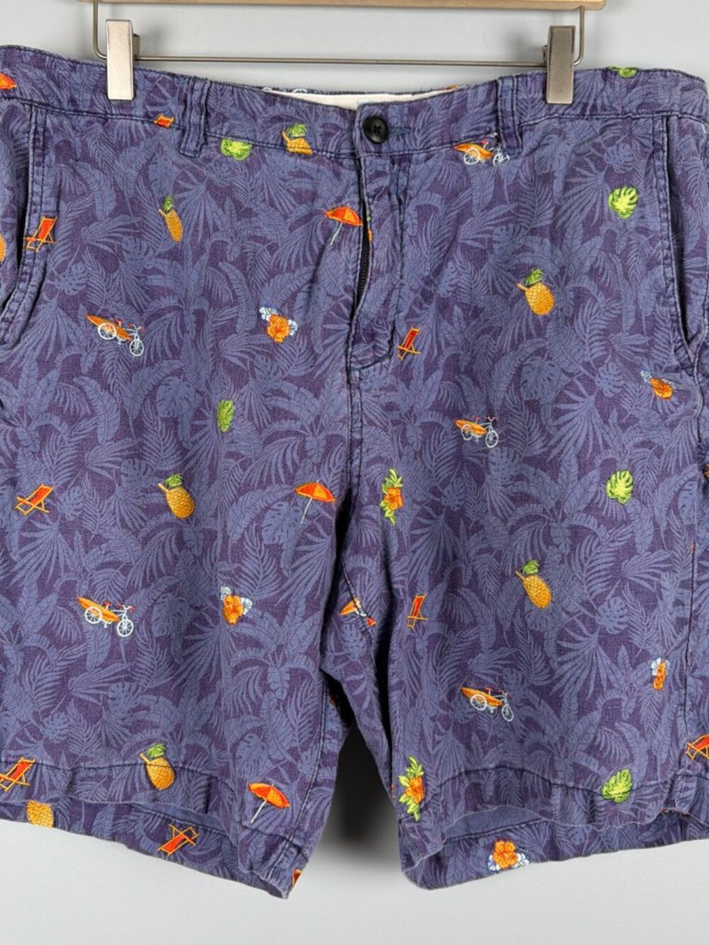 Tommy Bahama Shorts Mens 36 Purple 100% Linen Beach Surf Hawaiian Resort Tropic - Picture 2 of 7